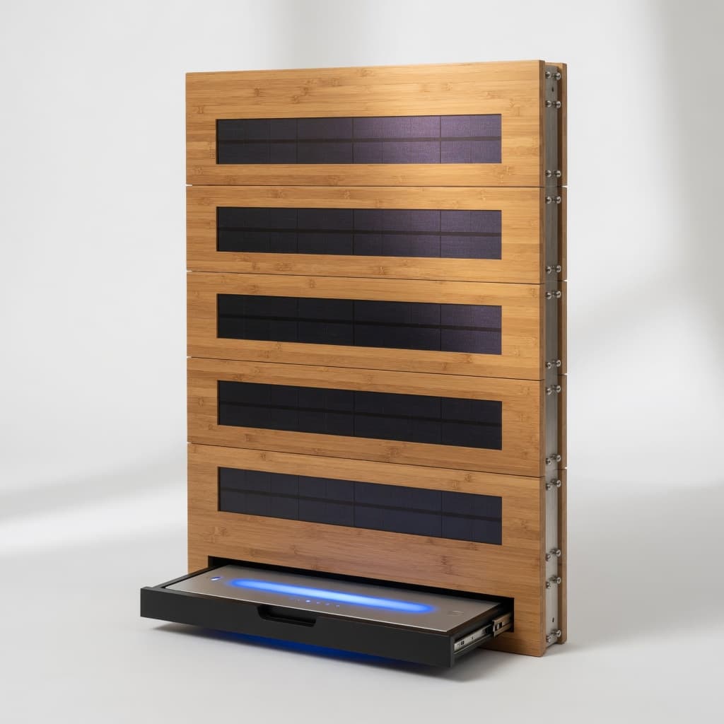 HYVEN Energy Wall — building-integrated storage and solar skin, glowing surface power